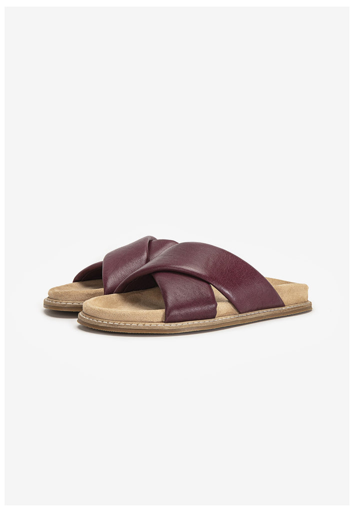 Inuovo Pantoletten Leder Dunkelrot