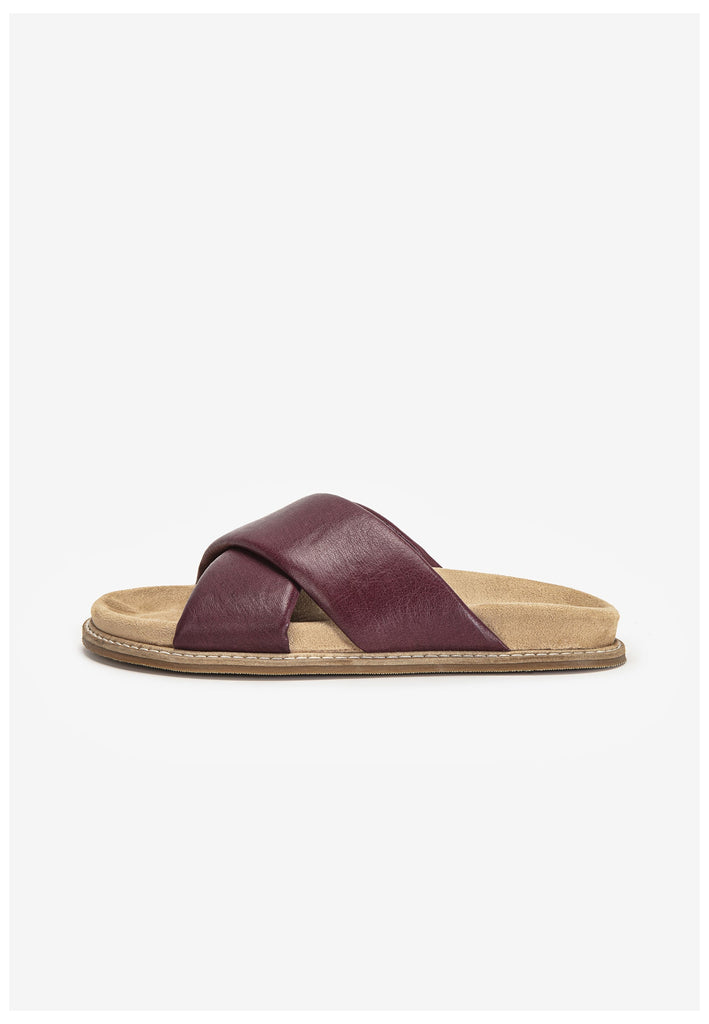 Inuovo Pantoletten Leder Dunkelrot