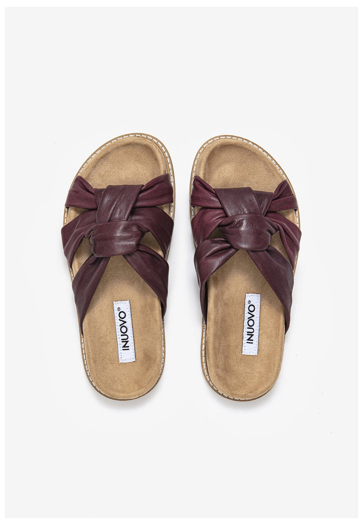 Inuovo Pantoletten Leder Dunkelrot