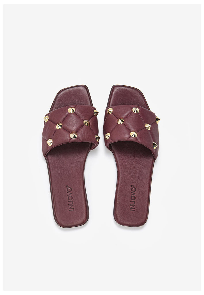 Inuovo Pantoletten Leder Dunkelrot