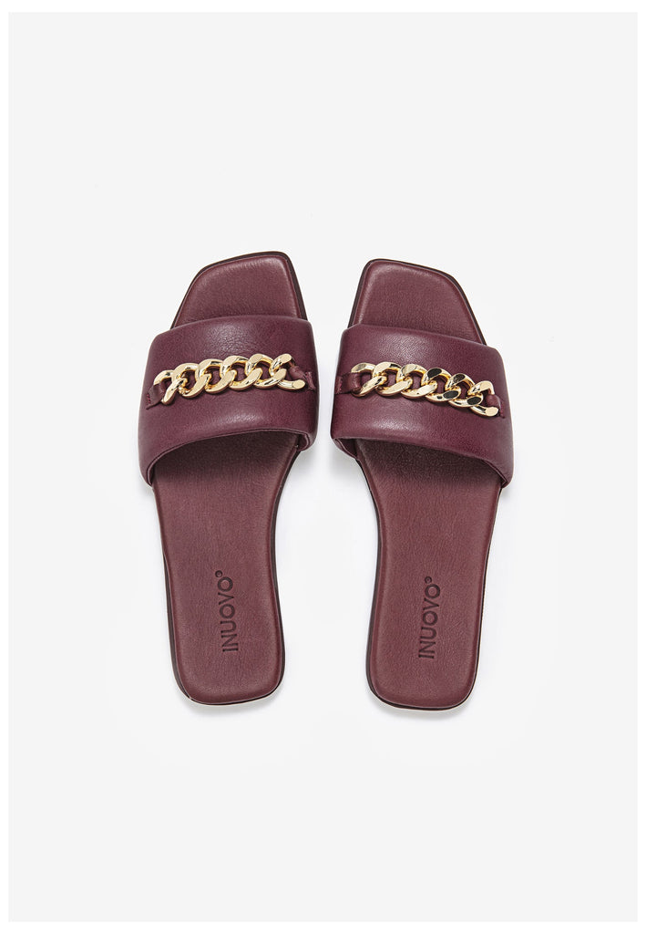 Inuovo Pantoletten Leder Dunkelrot