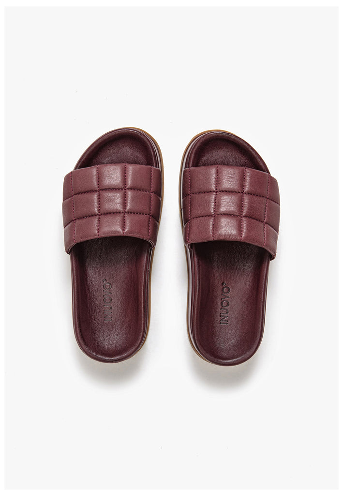 Inuovo Pantoletten Leder Dunkelrot