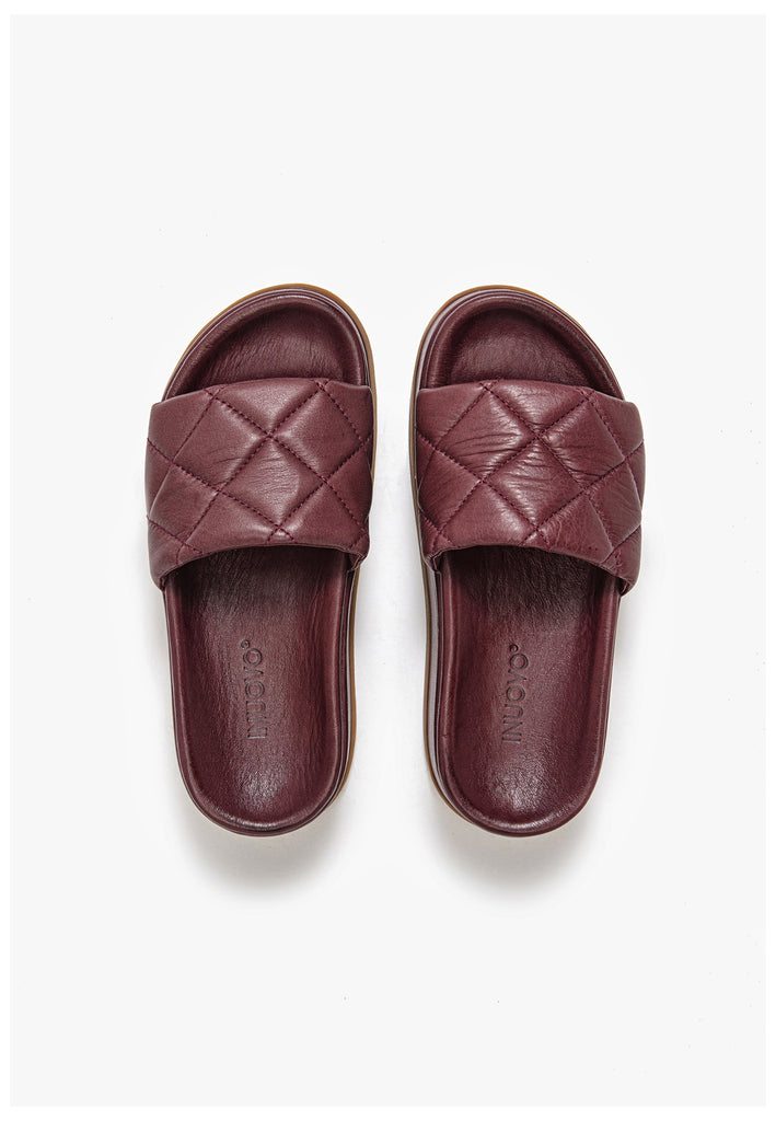 Inuovo Pantoletten Leder Dunkelrot