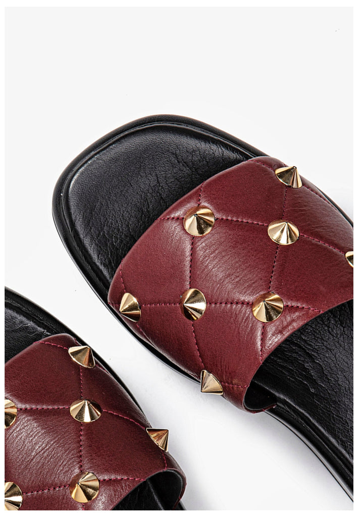 Inuovo Pantoletten Leder Dunkelrot