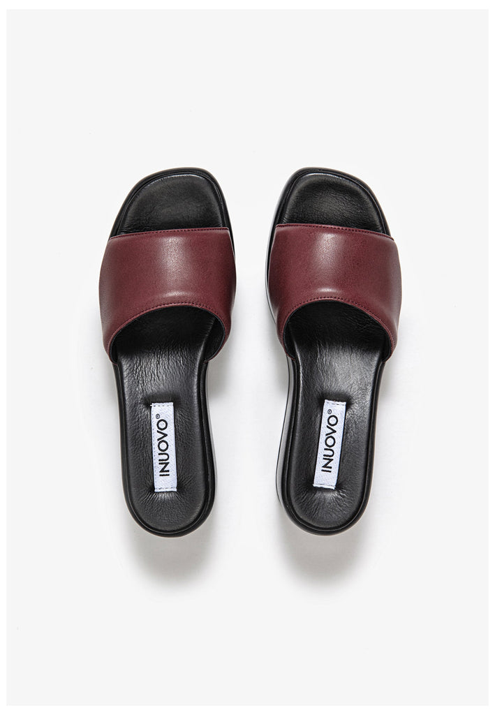 Inuovo Pantoletten Leder Dunkelrot