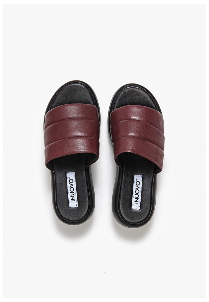 Inuovo Pantoletten Leder Dunkelrot