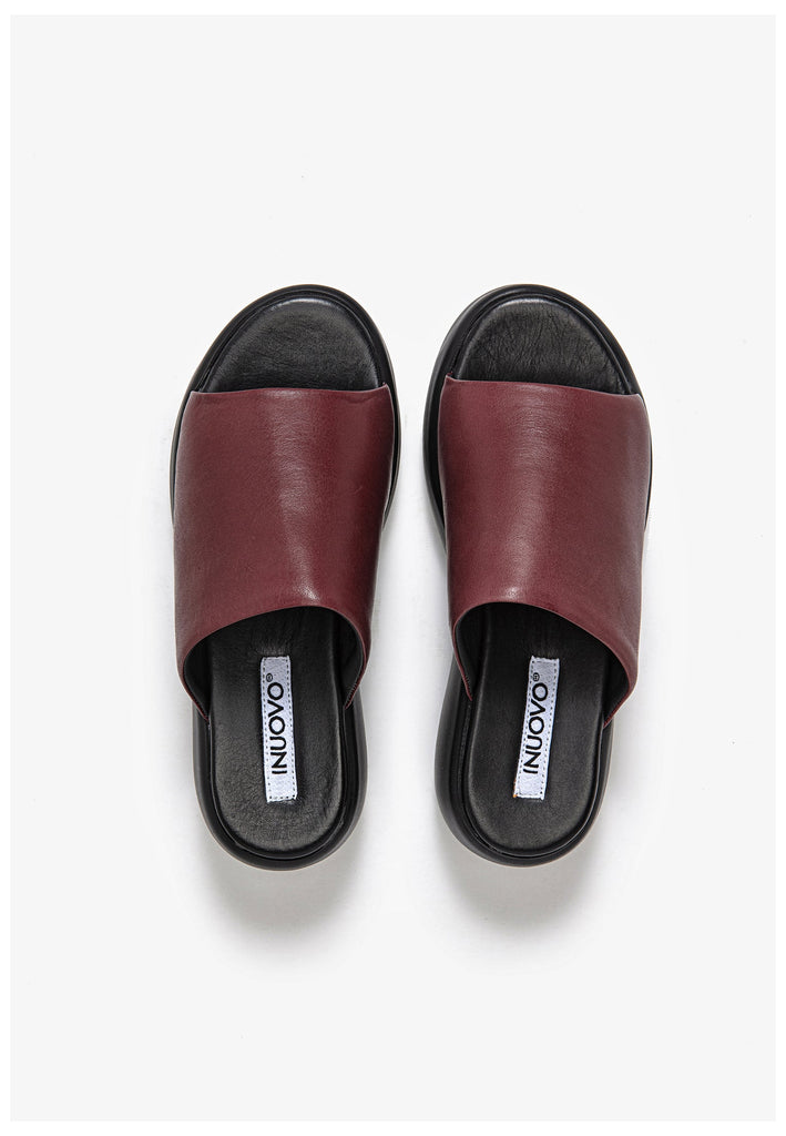 Inuovo Pantoletten Leder Dunkelrot