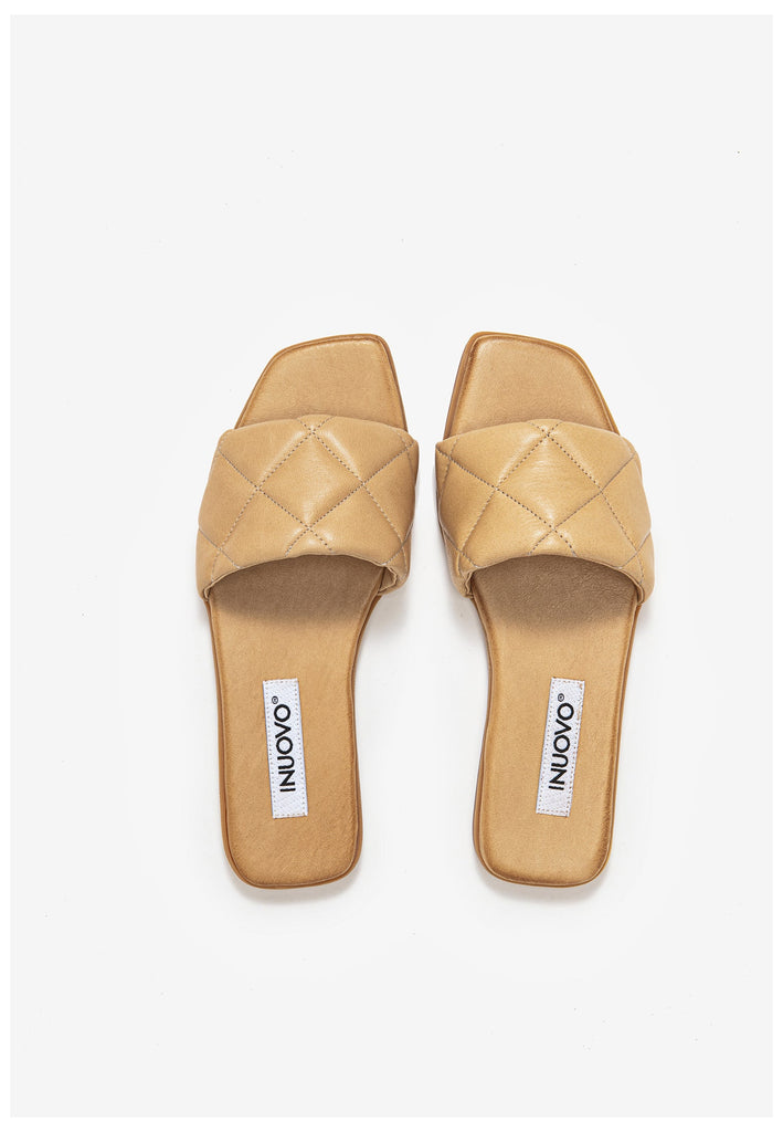 Inuovo Pantoletten Leder Hellbraun