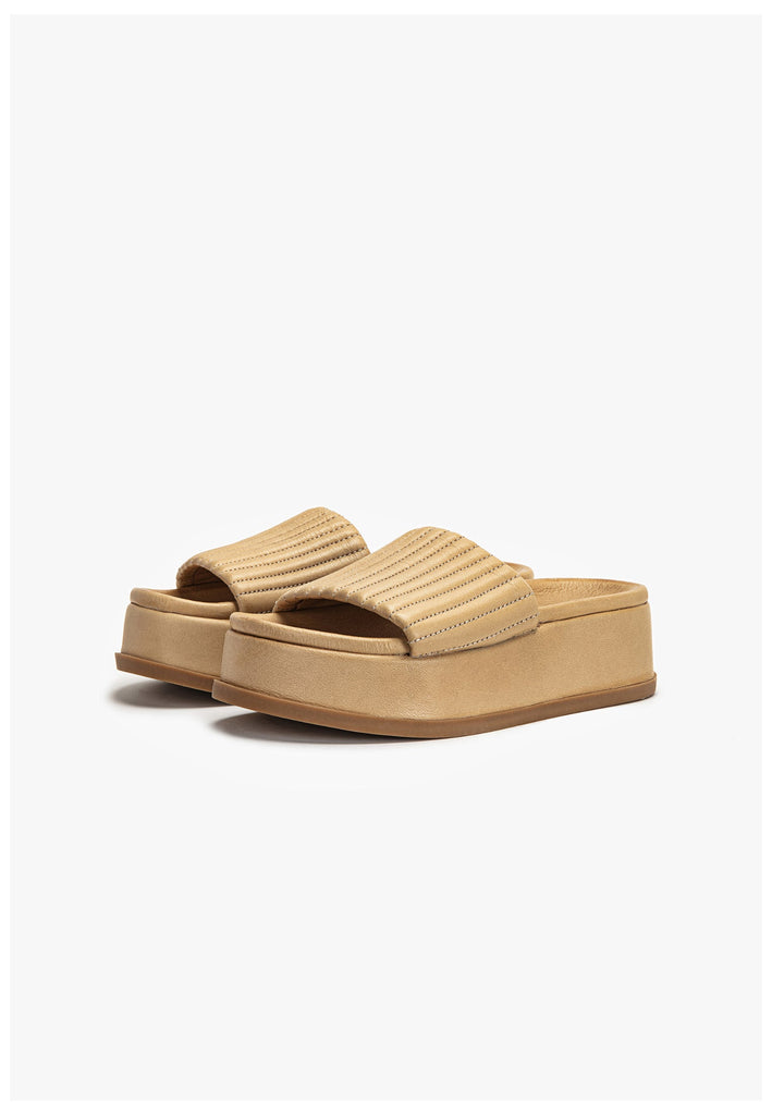 Inuovo Pantoletten Leder Hellbraun