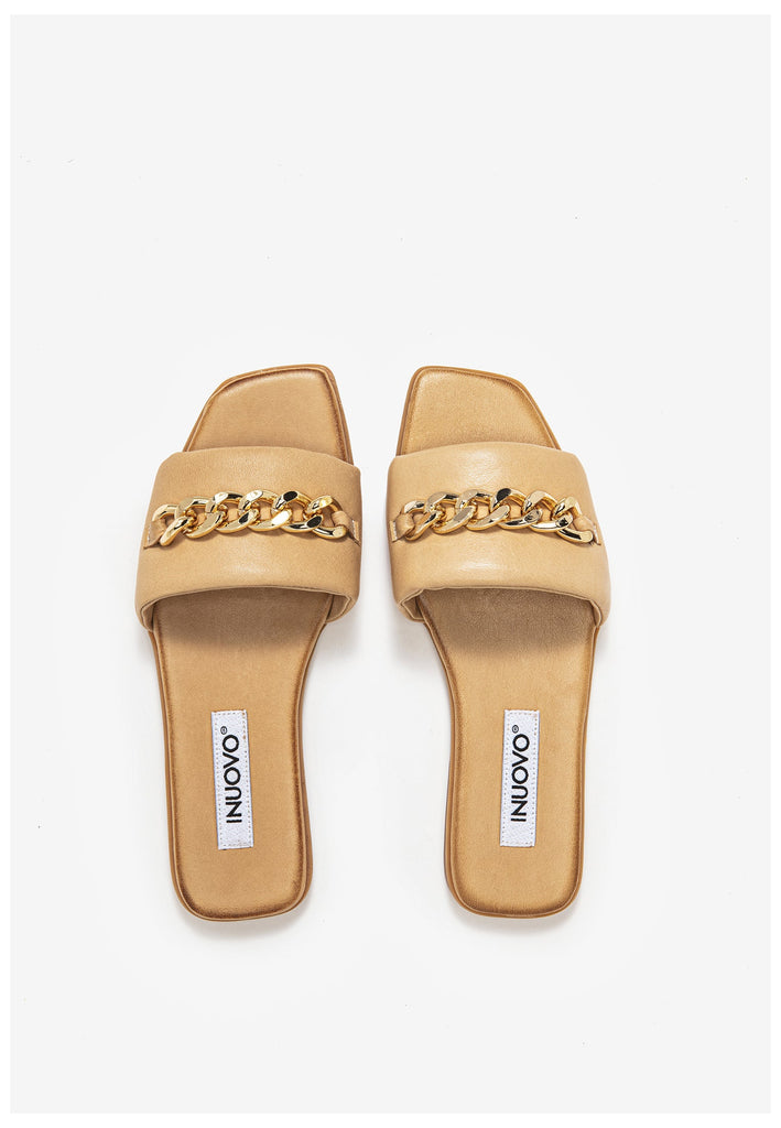 Inuovo Pantoletten Leder Hellbraun