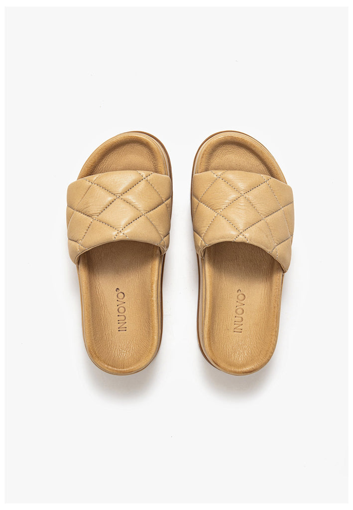 Inuovo Pantoletten Leder Hellbraun