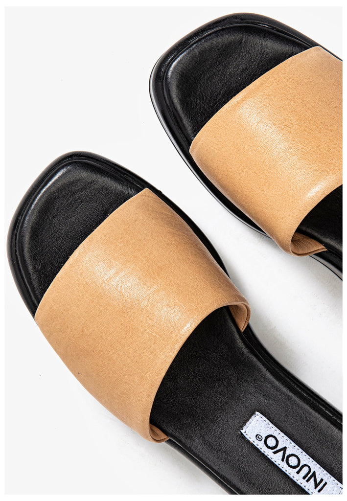 Inuovo Pantoletten Leder Hellbraun