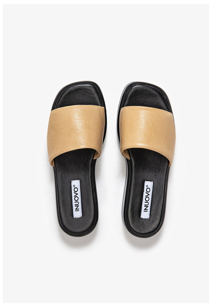 Inuovo Pantoletten Leder Hellbraun