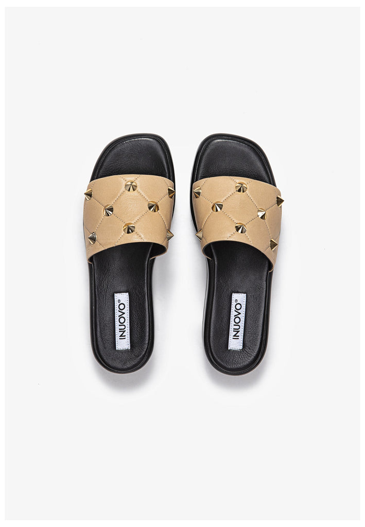 Inuovo Pantoletten Leder Hellbraun