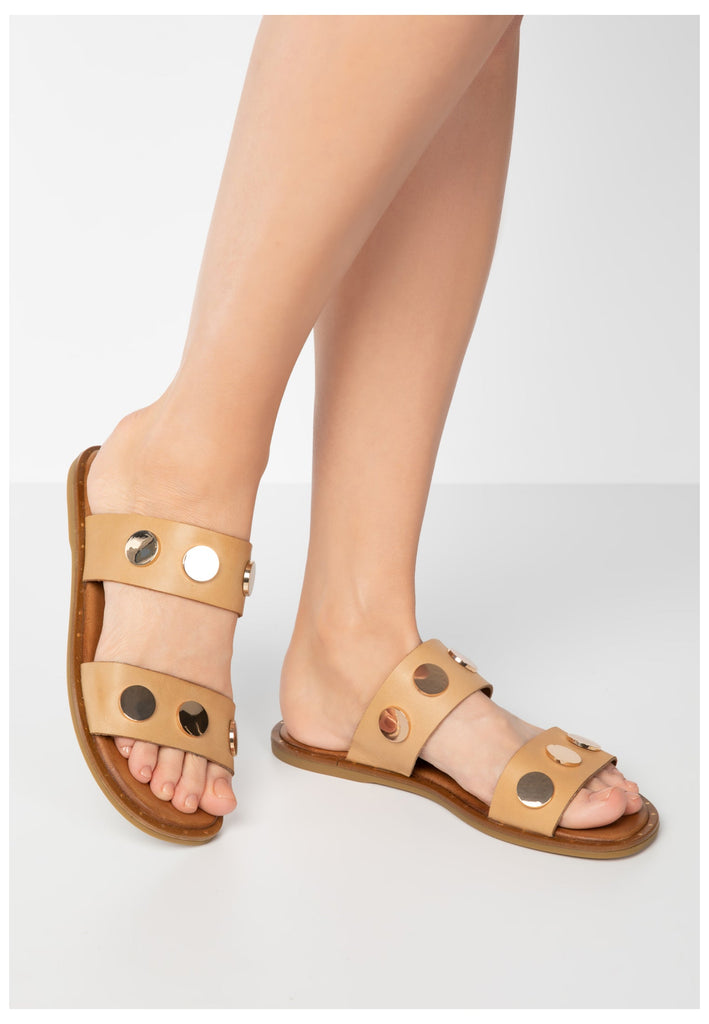 Inuovo Pantoletten Leder Hellbraun