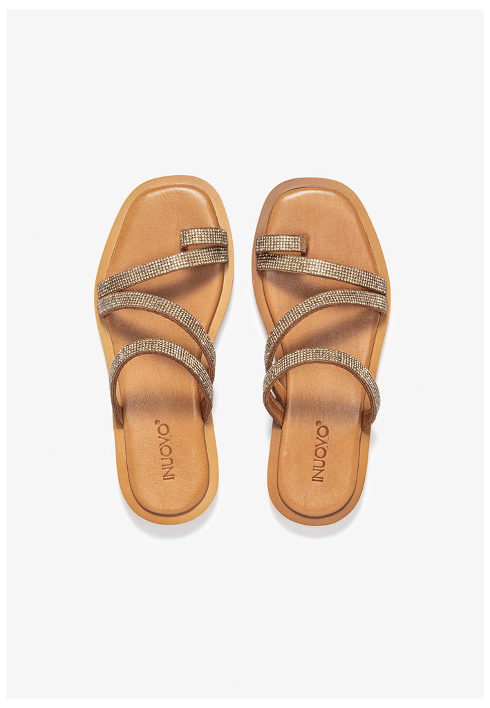 Inuovo Pantoletten Leder Mittelbraun