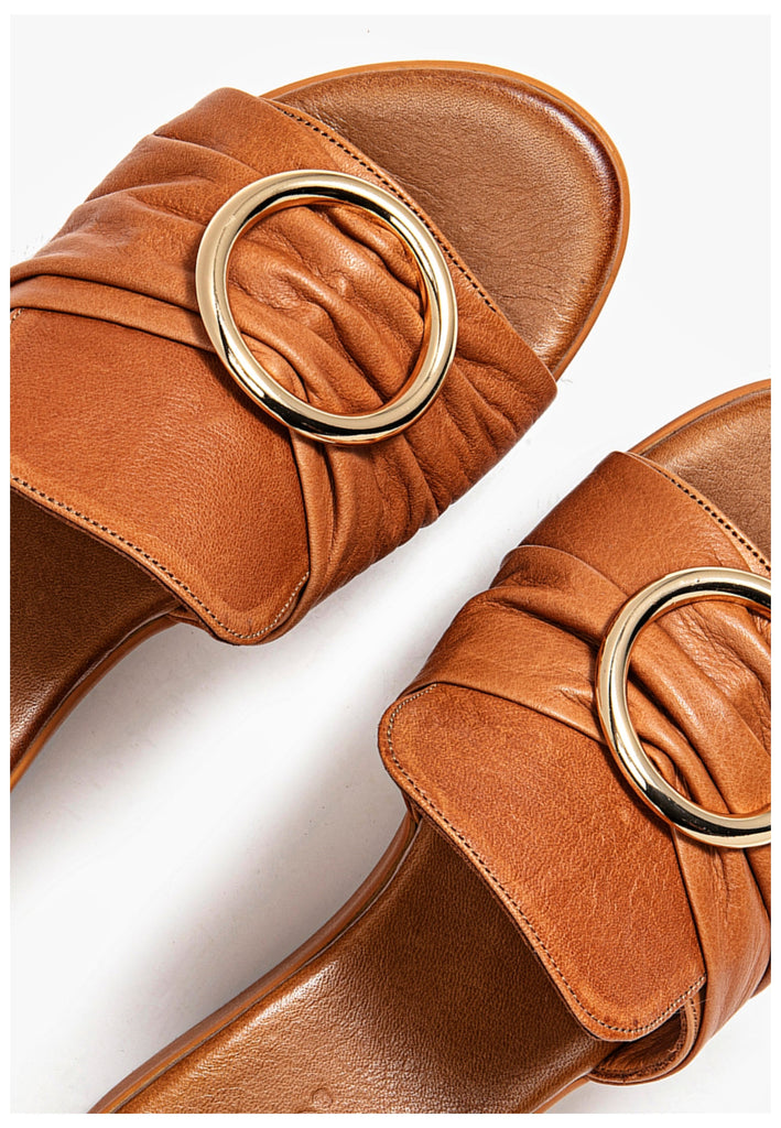 Inuovo Pantoletten Leder Mittelbraun