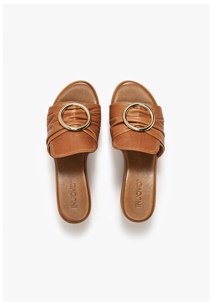 Inuovo Pantoletten Leder Mittelbraun