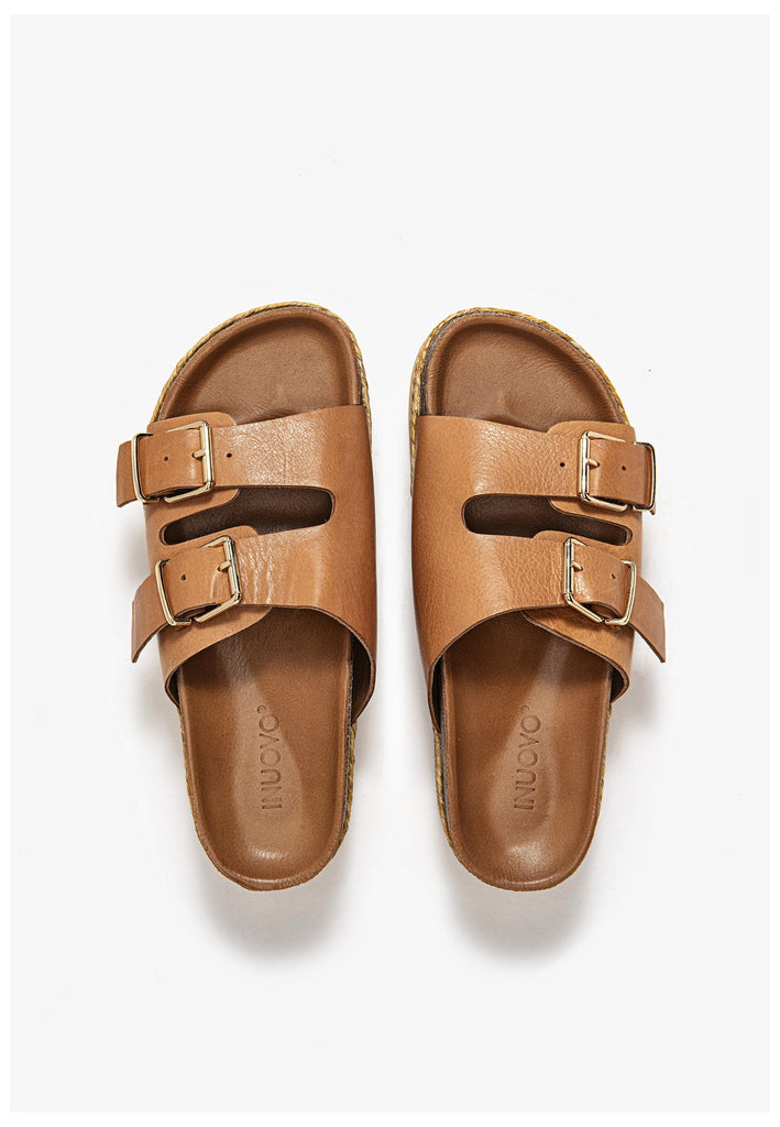 Inuovo Pantoletten Leder Mittelbraun