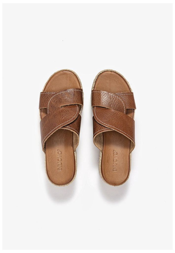 Inuovo Pantoletten Leder Mittelbraun