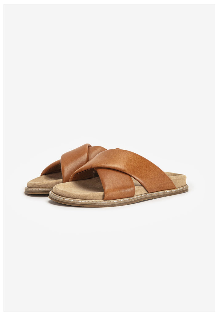 Inuovo Pantoletten Leder Mittelbraun