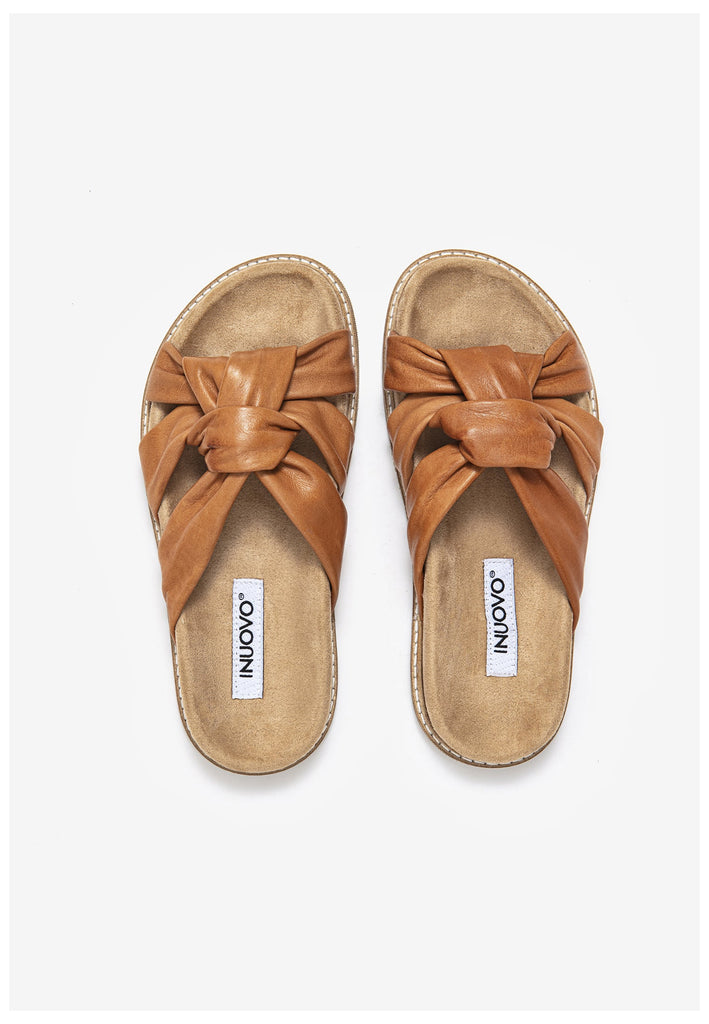 Inuovo Pantoletten Leder Mittelbraun