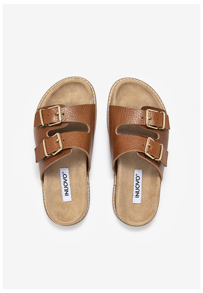 Inuovo Pantoletten Leder Mittelbraun