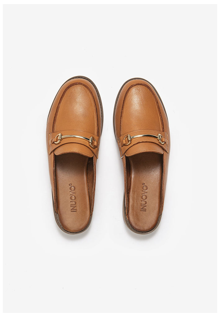 Inuovo Pantoletten Leder Mittelbraun