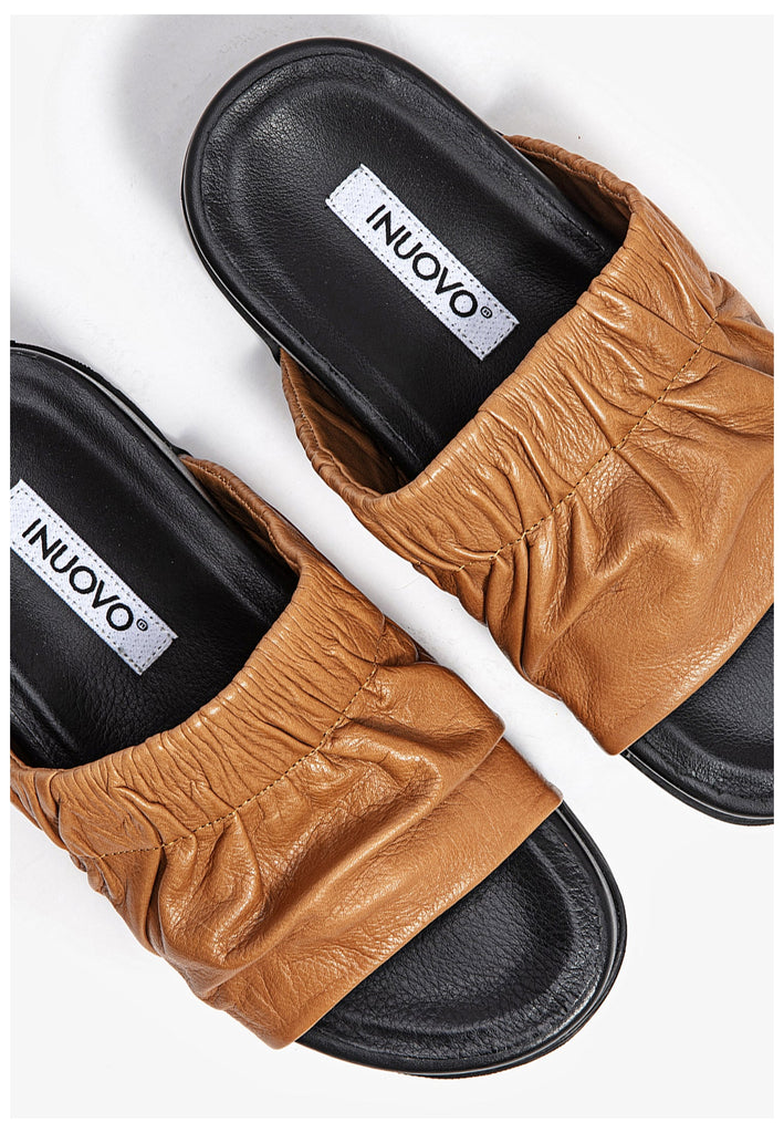 Inuovo Pantoletten Leder Mittelbraun