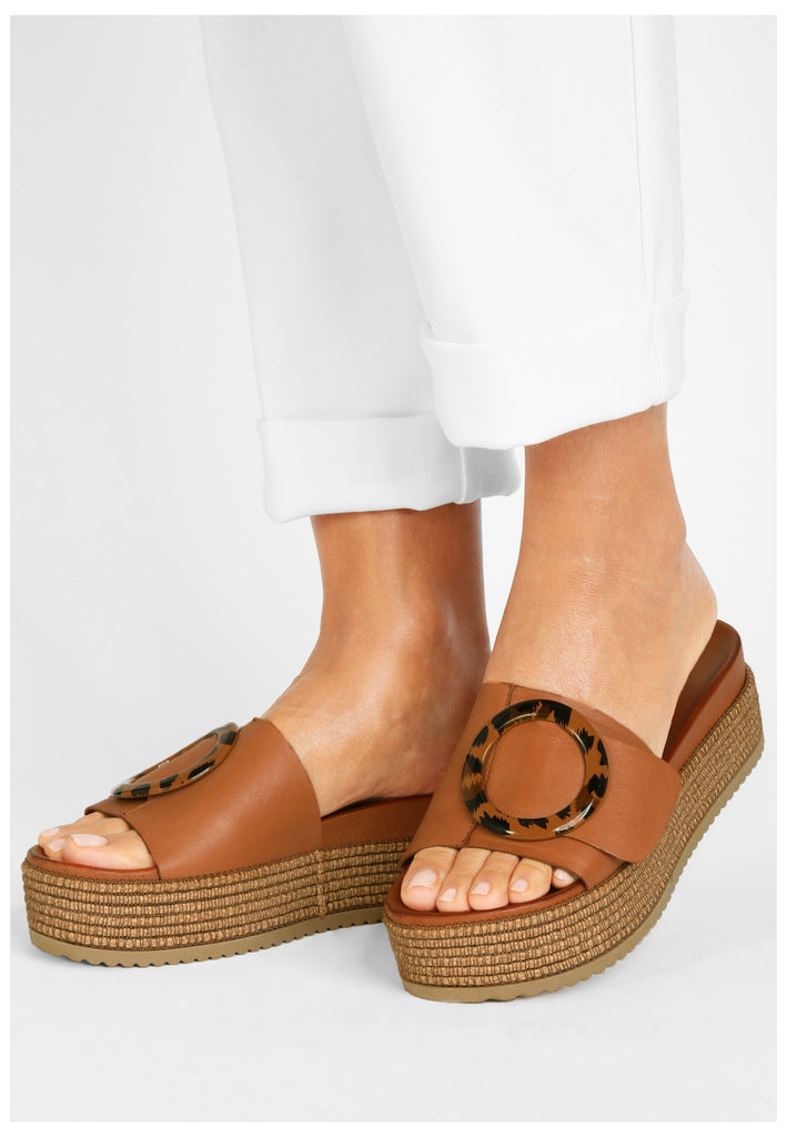 Inuovo Pantoletten Leder Mittelbraun