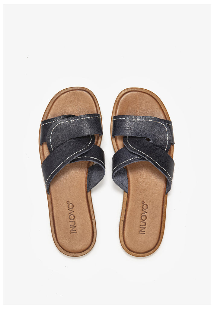 Inuovo Pantoletten Leder Navy