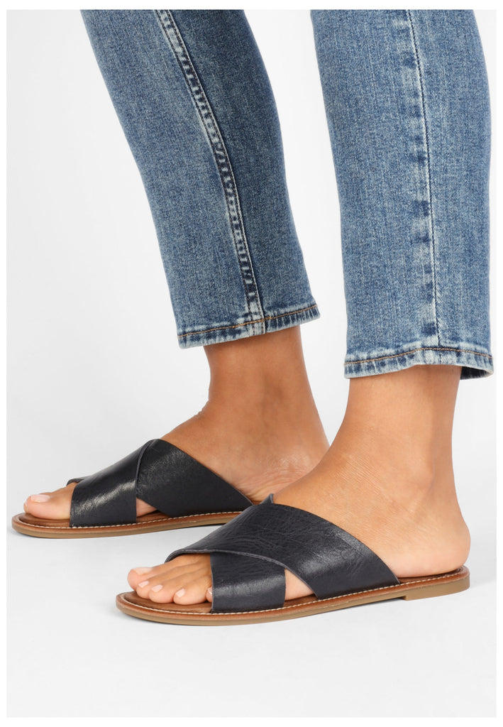 Inuovo Pantoletten Leder Navy