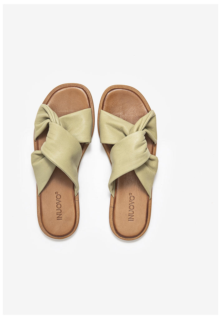 Inuovo Pantoletten Leder Oliv