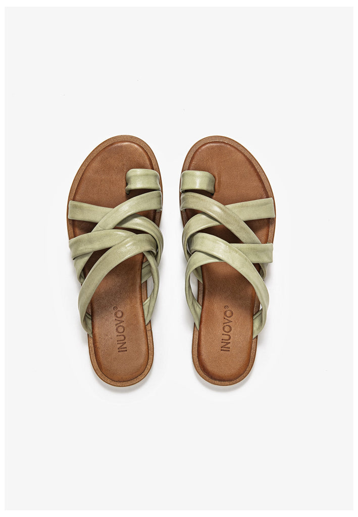 Inuovo Pantoletten Leder Olive