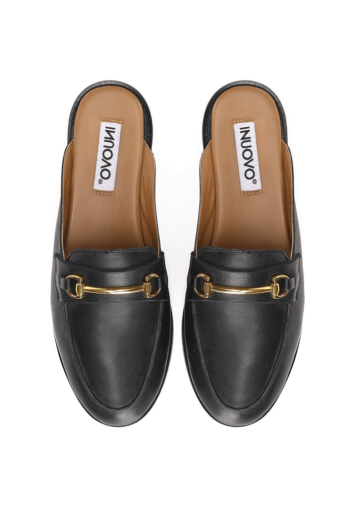 Inuovo Pantoletten Leder Schwarz