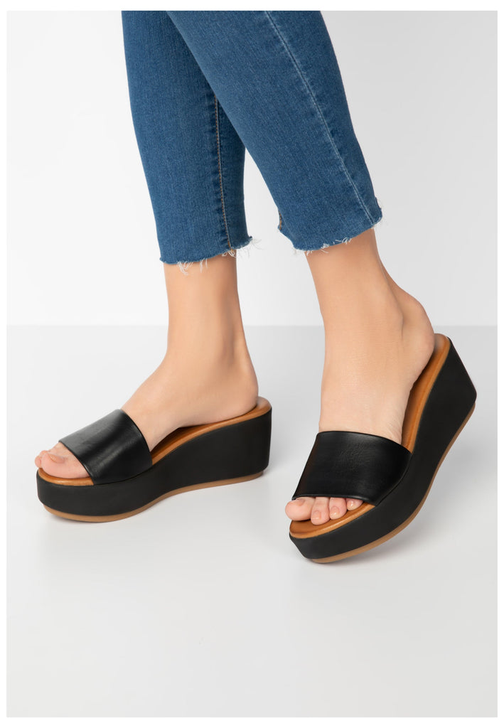 Inuovo Pantoletten Leder Schwarz