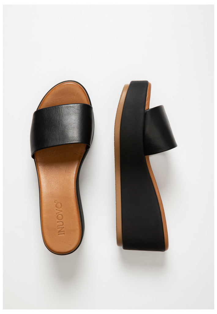 Inuovo Pantoletten Leder Schwarz