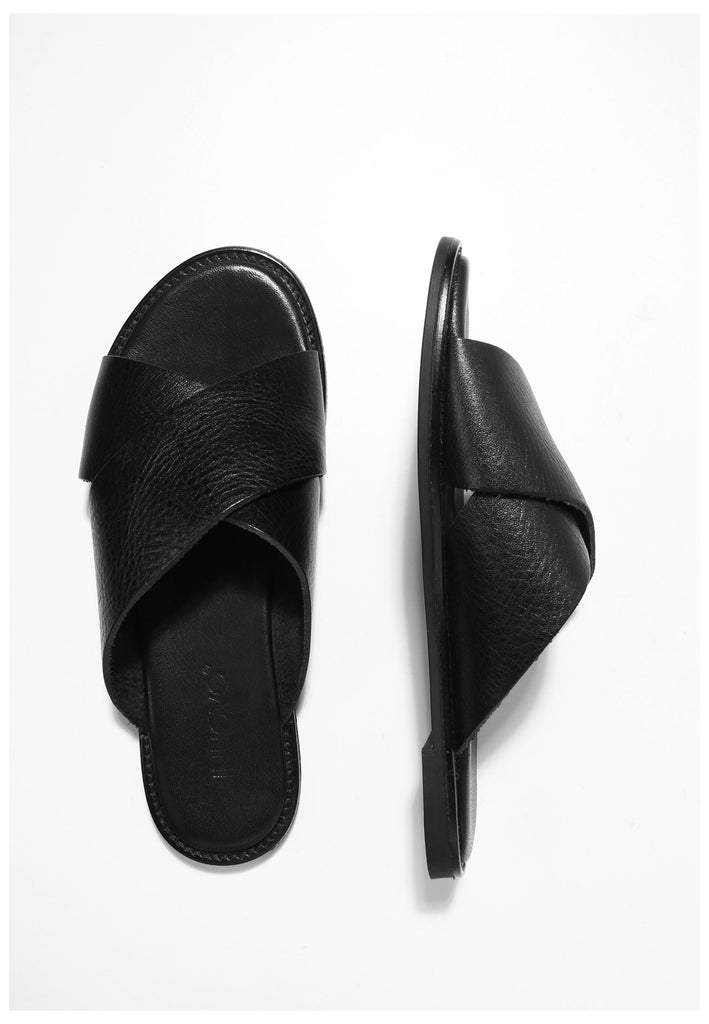 Inuovo Pantoletten Leder Schwarz