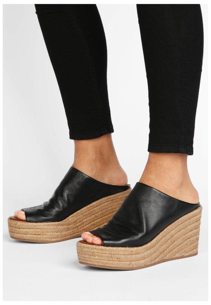 Inuovo Pantoletten Leder Schwarz