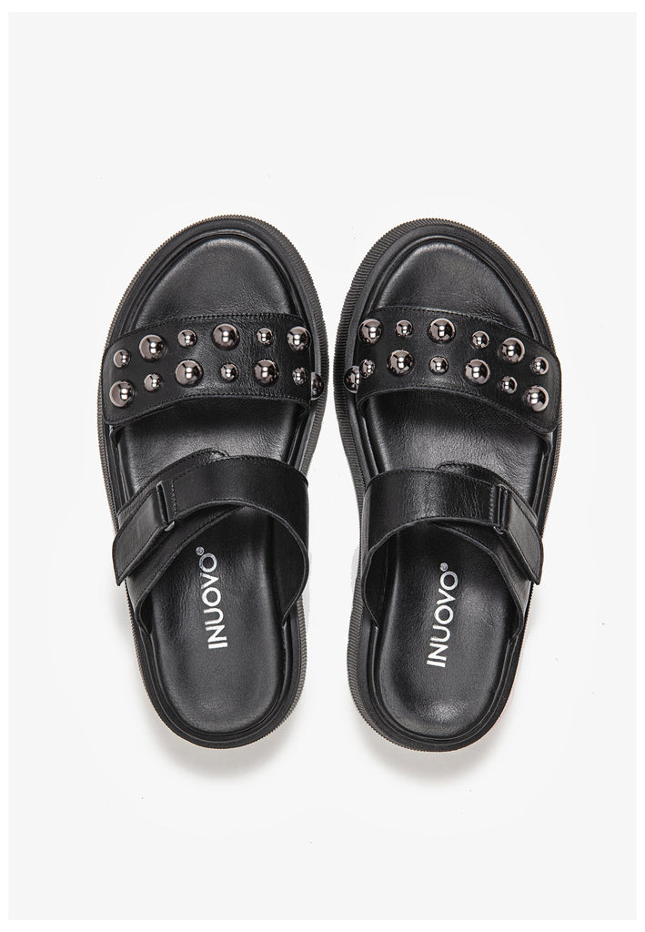 Inuovo Pantoletten Leder Schwarz