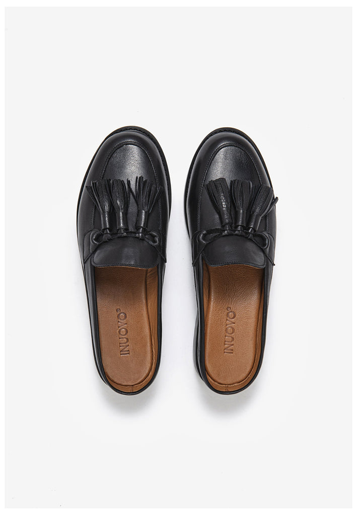 Inuovo Pantoletten Leder Schwarz