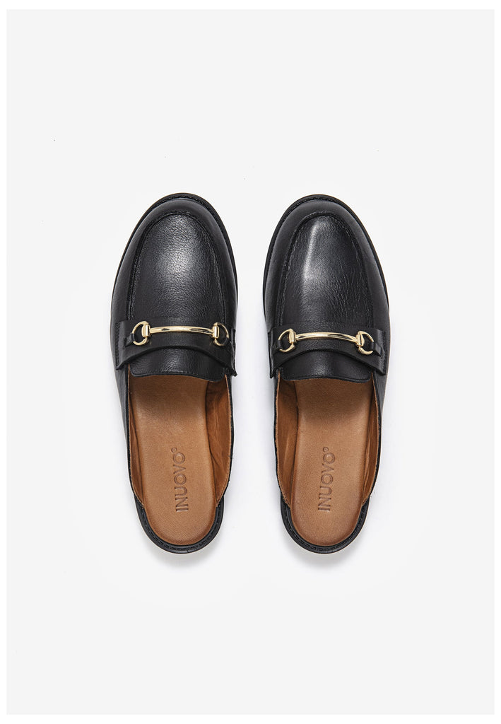 Inuovo Pantoletten Leder Schwarz