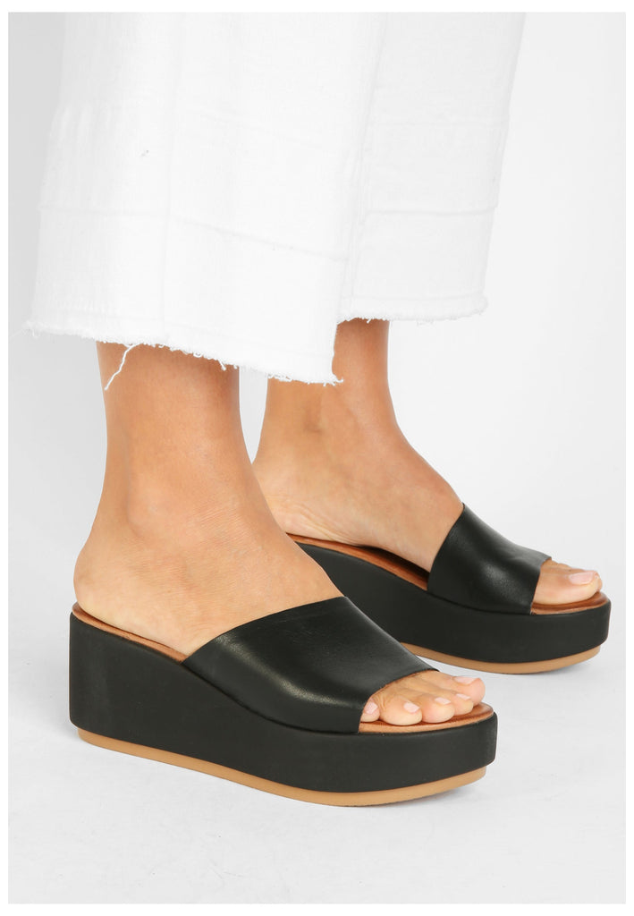 Inuovo Pantoletten Leder Schwarz