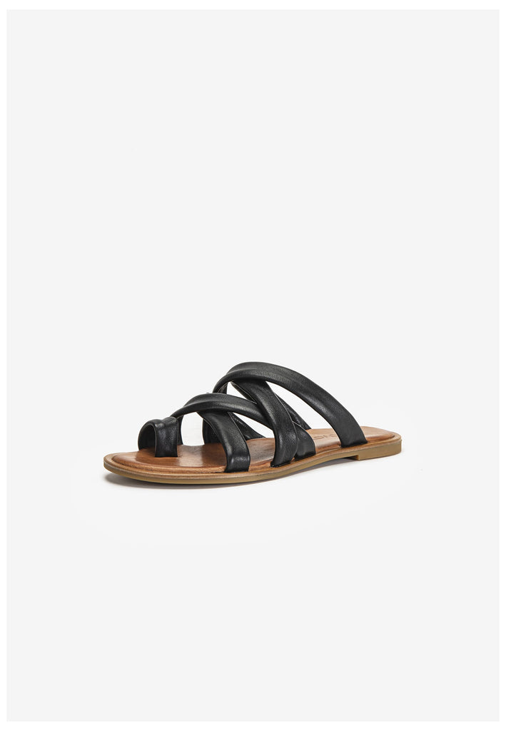 Inuovo Pantoletten Leder Schwarz/Beige