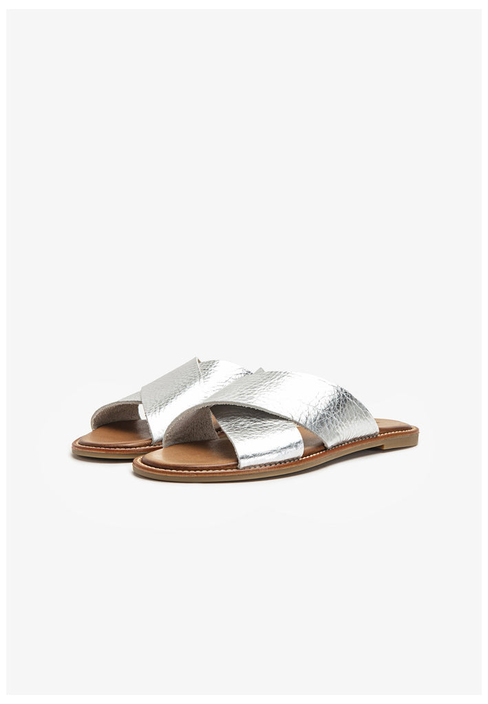 Inuovo Pantoletten Leder Silber