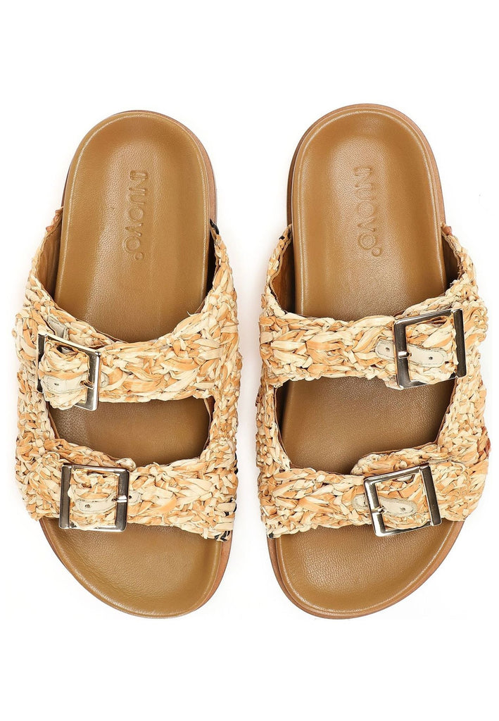 Inuovo Pantoletten Leder/Textil Crema