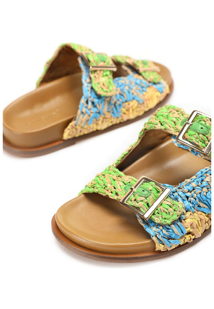 Inuovo Pantoletten Leder/Textil Grün/Blau