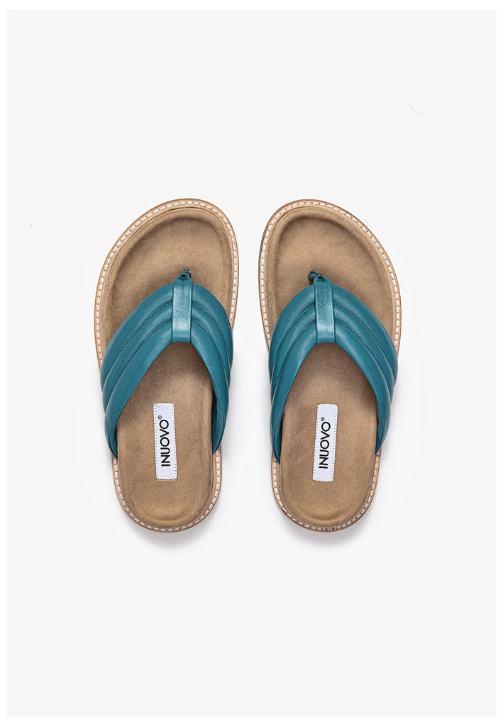 Inuovo Pantoletten Leder Türkis