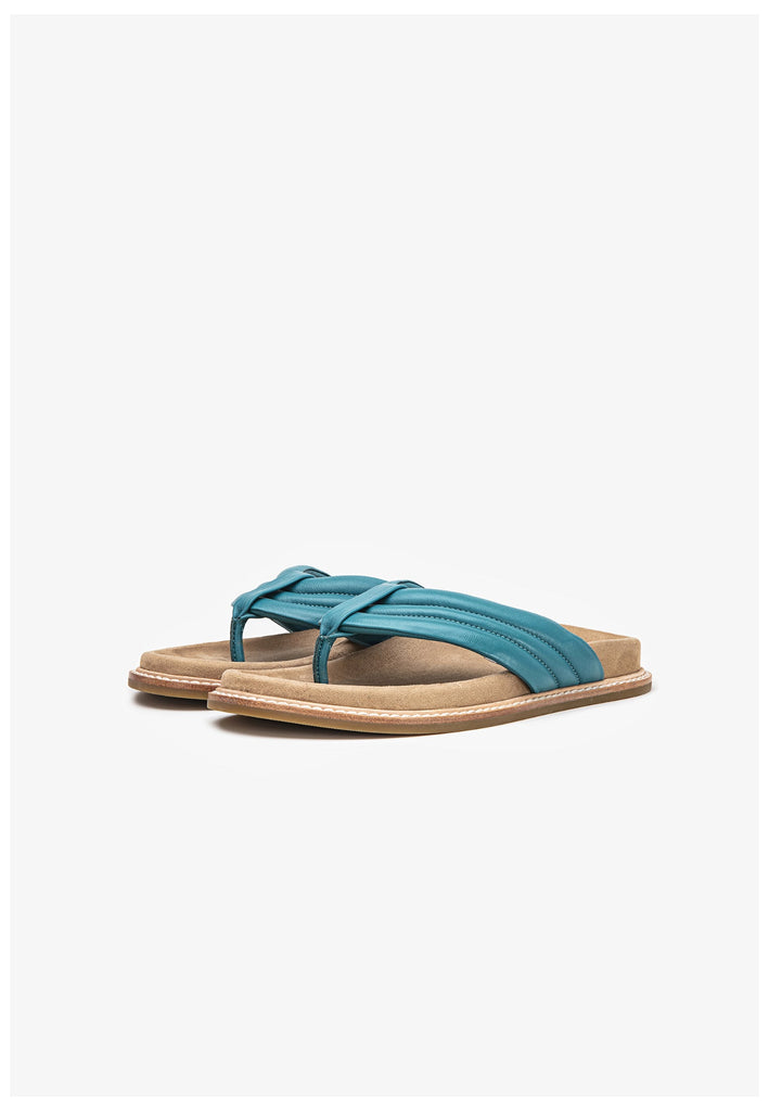 Inuovo Pantoletten Leder Türkis