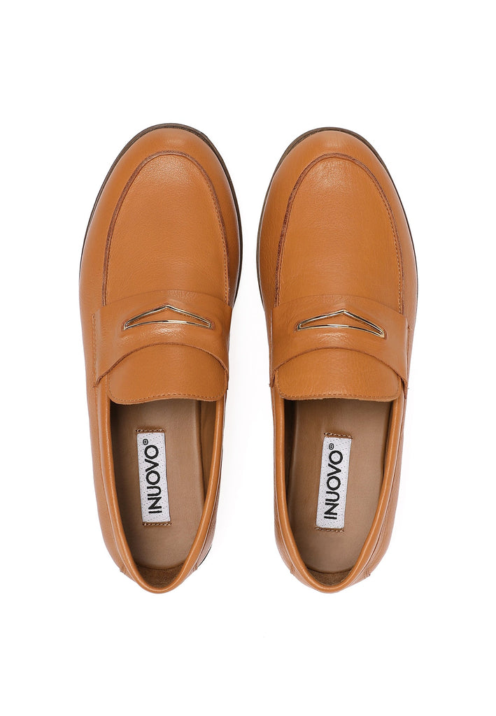 Inuovo Slipper Leder Mittelbraun